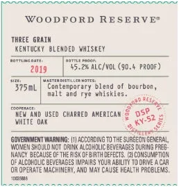 2019 Woodford Reserve Series Three Grain Bourbon Whiskey 375ml