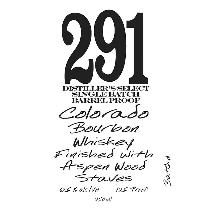 291 Distiller’s Select Single Batch Barrel Proof Colorado Bourbon Batch #4