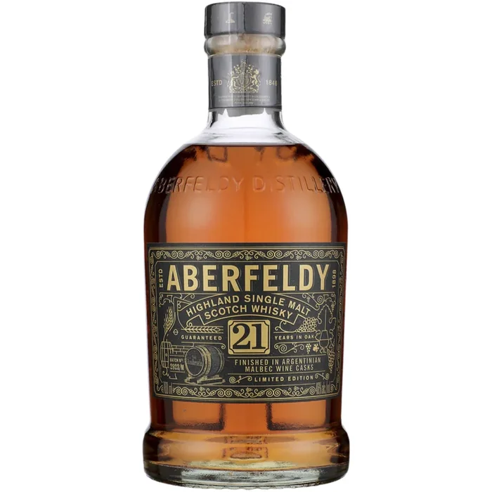 Aberfeldy Single Malt Scotch Finished In Argentinian Malbec Wine Cask 21 Year Whiskey