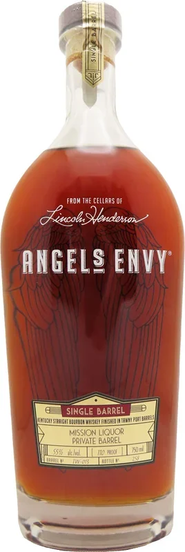 Angel’s Envy “Mission Exclusive” Single Barrel Bourbon Finished in Tawny Port Barrels 110 Proof 750ml
