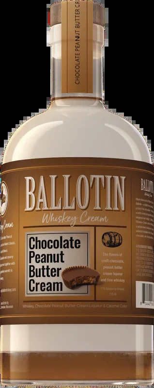 BALLOTIN WHISKEY CREAM CHOCOLATE PEANUT BUTTER FLAVOR WISCONSIN 750ML