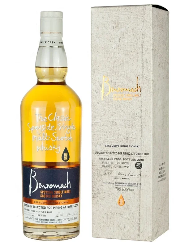 Benromach 2008 Piping at Forres 2018 Cask