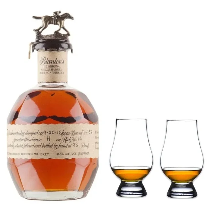Blanton’s Single Barrel Bourbon Whiskey & Glencairn Whiskey Glass Set