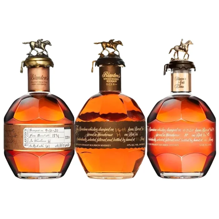 Blanton’s Straight from the Barrel, Black Label and Gold Edition 750ml Bundle 3-Pack