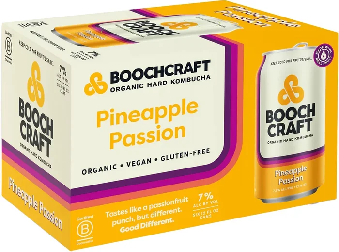 Boochcraft Pineapple Passion Kombucha 6pk Cans