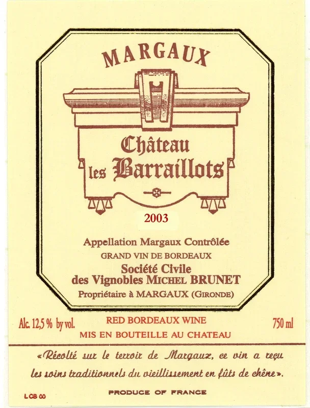 Ch Les Barraillots Margaux – 2022 (750ml)