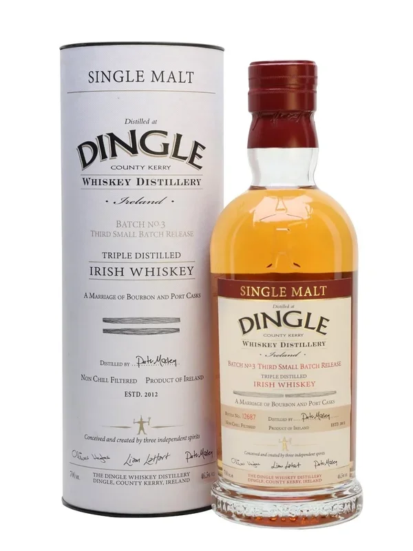 DINGLE WHISKEY SINGLE MALT SMALL BATCH TRIPLE DISTILLED BATCH NO3 IRISH 750ML