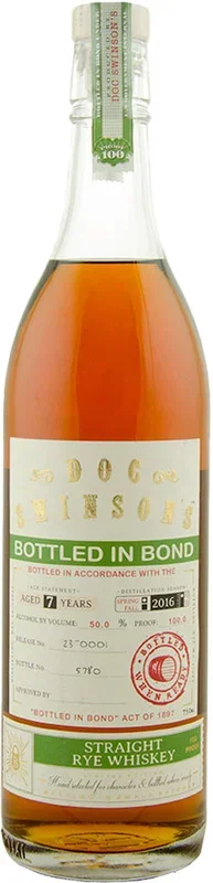 Doc Swinson Bottled in Bond Straight Rye Whisey 7 Year Old 750ml