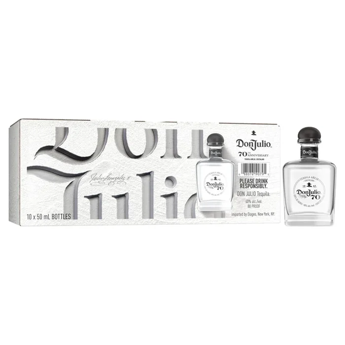 Don Julio 70 Añejo Claro Tequila – 50ml (Mini Bottle) – 10 Pack