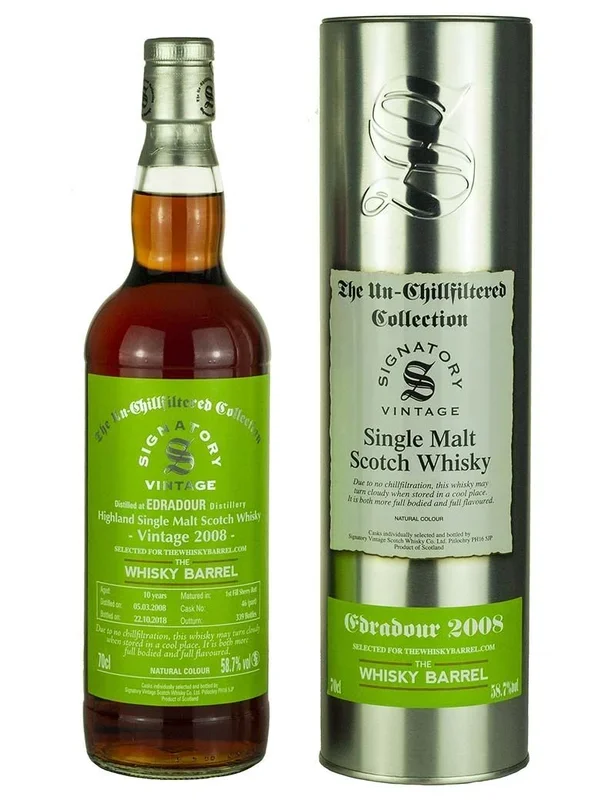 Edradour 10 Year Old 2008 Signatory Cask Strength 1st Fill Sherry Cask 58.7%