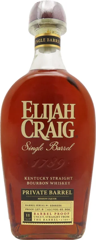 Elijah Craig Mission Exclusive Private Barrel 11 Year Old 127.8 Proof Kentucky Bourbon 750ml