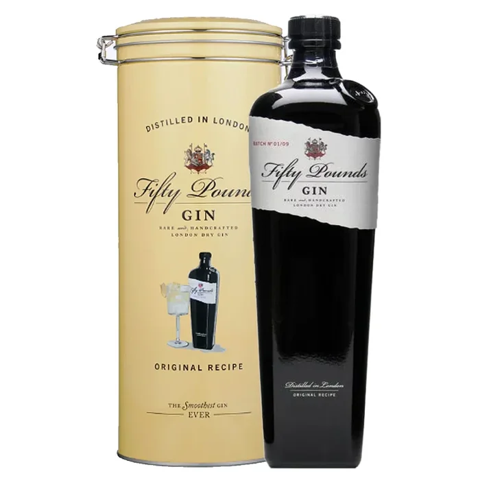 Fifty Pounds London Dry Gin Rare & Handcrafted W/ Gift Tin