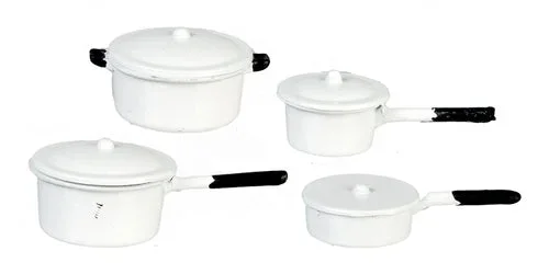 Four Piece White Pot Set