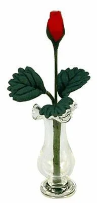 Glass Bud Vase W/Rose Bud