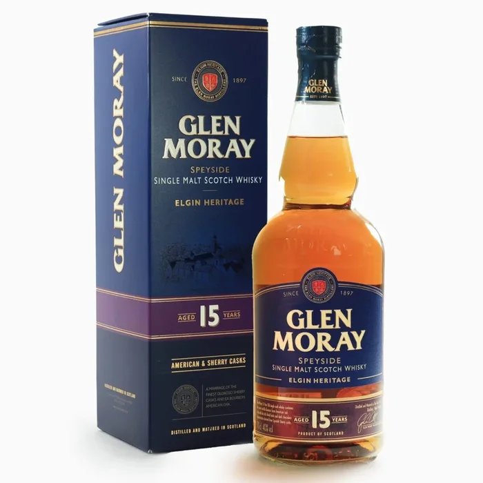 Glen Moray 15 Year Old Speyside Single Malt Scotch Whiskey – American & Sherry Cask