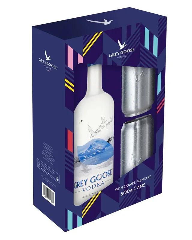 Grey Goose Magnum Vodka Gift Pack with 2 Complimentary Soda Cans, 1.75 L
