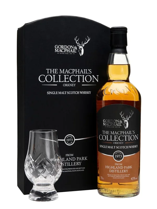 Highland Park 1973 & Glass Set Macphail’s Collection Island Single Malt Scotch Whisky | 700ML