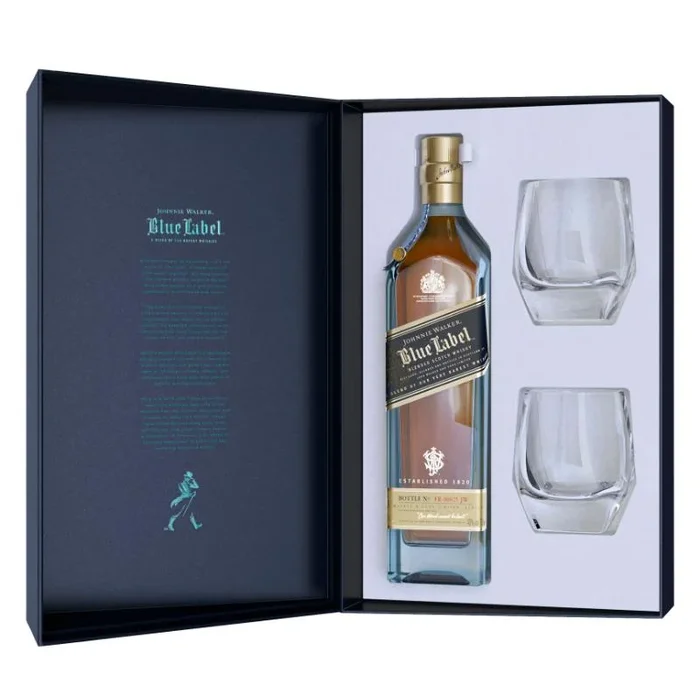 Johnnie Walker Blue Label Limited Edition Design Gift Set With Crystal Glasses