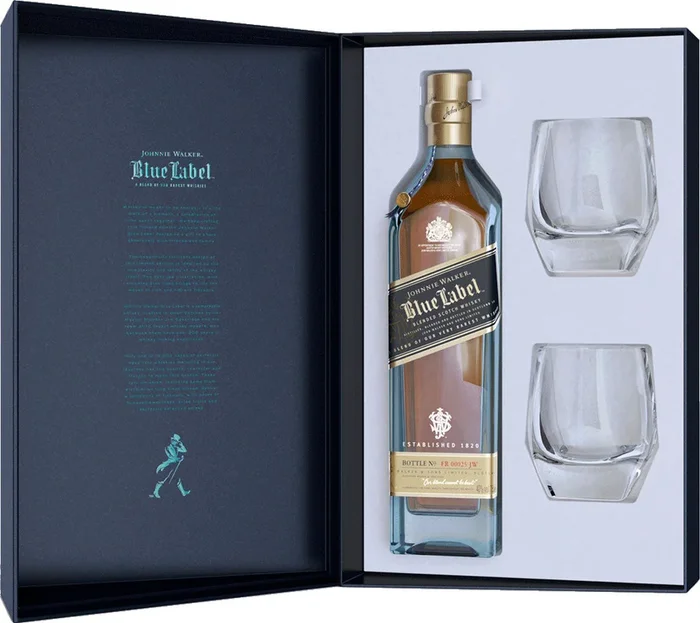 Johnnie Walker Blue Label With 2 Crystal Glasses 750ml