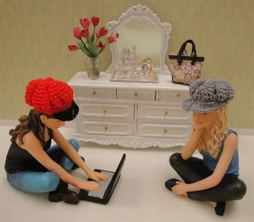 Knitted Hat, Red and Black with Brim