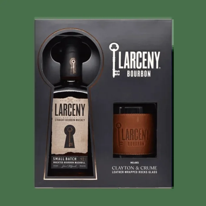 Larceny 1870 Small Batch Kentucky Straight Bourbon Whiskey with Leather Rocks Glass