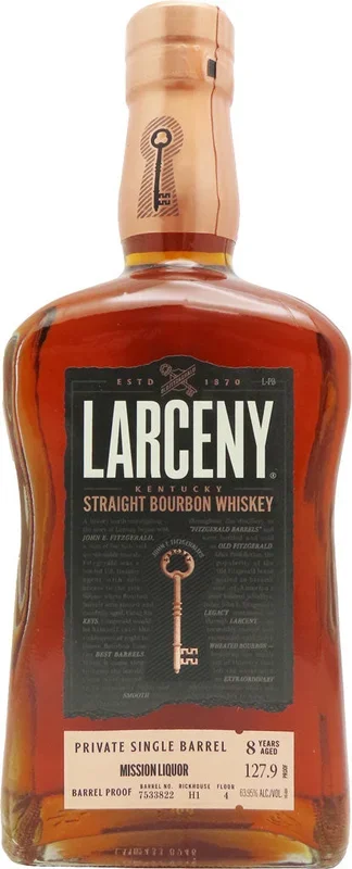 Larceny Mission Exclusive Private Single Barrel Barrel Proof Bourbon 8 Year Old 750ml