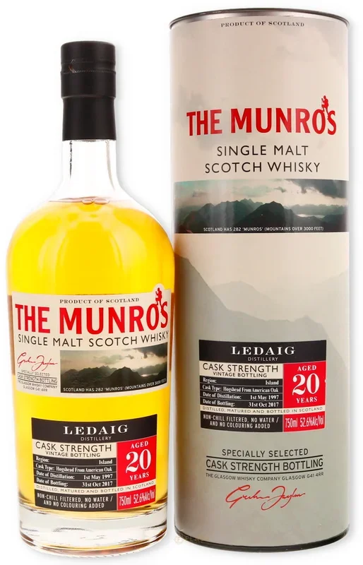 Ledaig 20 Year Old Munros Cask Strength Unchillfiltered Single Malt 1997