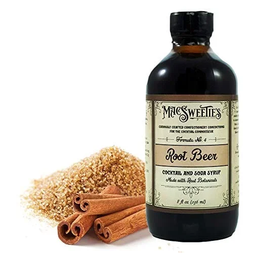 MacSweeties Cocktail Syrups & Bitters – Root Beer Cocktail And Soda Syrup Flavor – Premium Cocktail Mix For a Root Beer Fizz – Simple Syrup for Cocktails – 236ml / 8 Ounce Bottle
