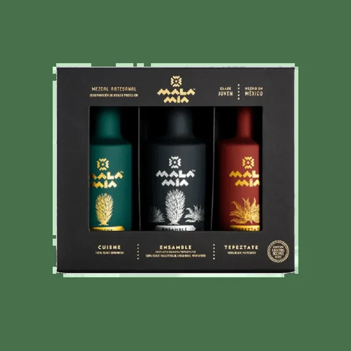 Mala Mía Mezcal 200ml Variety Pack Artisanal Mexican Mezcal Gift Set (Cuishe, Ensamble, Tepeztate)