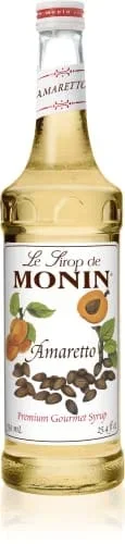 Monin – Amaretto Syrup, Almond-Caramel Cookie Taste, Natural Flavors, Great for Coffees, Lattes, Cocktails, and Mocktails, Non-GMO, Gluten-Free (750 ml)