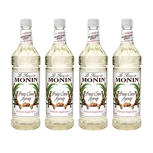 Monin – Pure Cane Syrup, Pure and Sweet, Great for Coffee, Tea, and Specialty Cocktails, Gluten-Free, Non-GMO (1 Liter, 4-Pack)