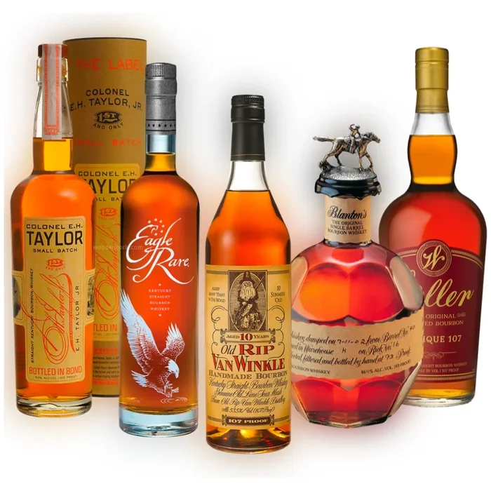 Old Rip Van Winkle 10 Year, Blanton’s Single Barrel, Weller 107, E.H. Taylor Small Batch & Eagle Rare Bundle