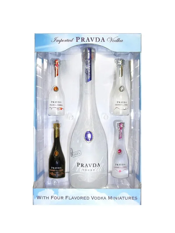 PRAVDA VODKA W/4X50 GFT PK 750ML