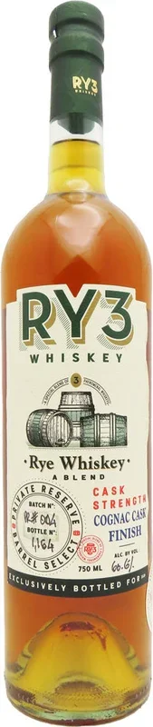 Ry3 Mission Exclusive Private Barrel Cask Strength Cognac Cask Finish Rye Whiskey 750ml