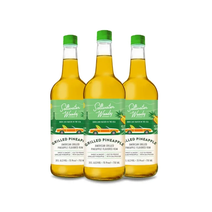Saltwater Woody Grilled Pineapple American Grilled Pineapple Flavored Rum (3) Bottle Bundle