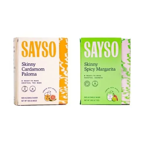 SAYSO Cocktail Tea Bags – Skinny Cocktail Bundle – Margarita and Paloma Instant Cocktail Mixers or Mocktail Mixers – No Hot Water Needed – Low Sugar, Low Calorie, Real Ingredients