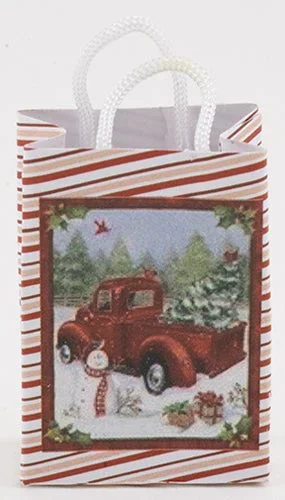 Shopping Bag, Red Truck with Christmas Tree and Snowman