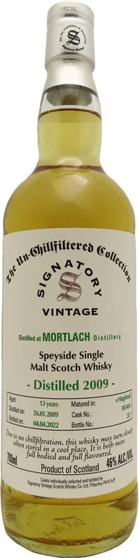 Signatory Vintage Mortlach 2009 13 Year Old Single Malt Whiskey 700ml