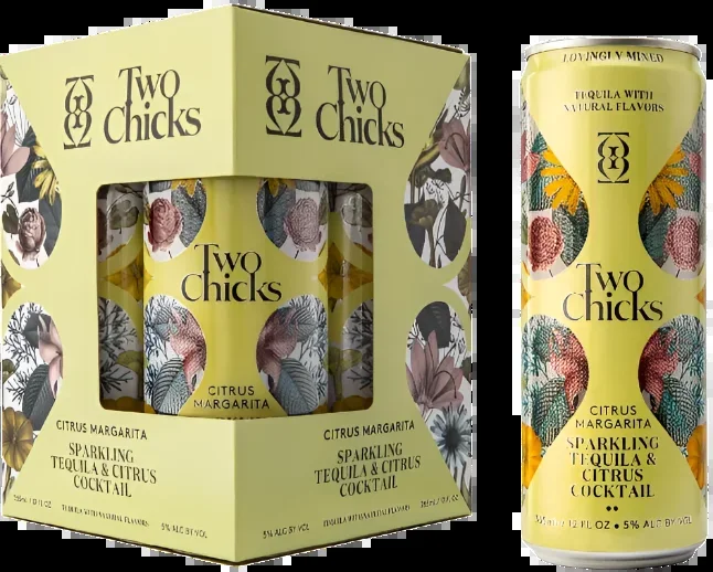 TWO CHICKS TEQUILA MARGARITA CITRUS COCKTAIL SPARKLING 4X12OZ CANS